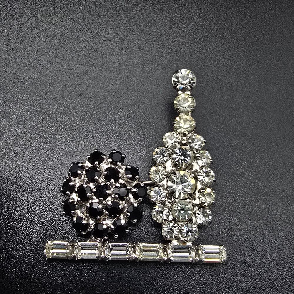 B. David Rhinestone Bowling Brooch Vintage Costume Jewelry